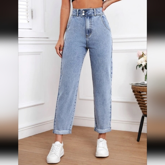 SHEIN Blue Straight Leg Jeans Timeless Style - Picture 8 of 8